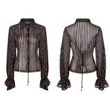 Transparent Striped Punk Shirt Steampunk Blouse