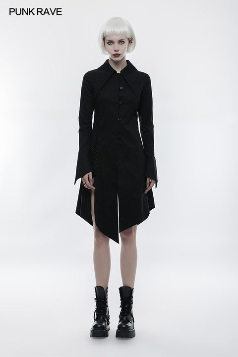 Figuring Style Gothic Shirt Long Blouse With Bat Wing Collar