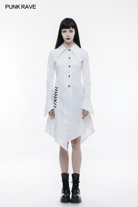 Figuring Style Gothic Shirt Long Blouse With Bat Wing Collar