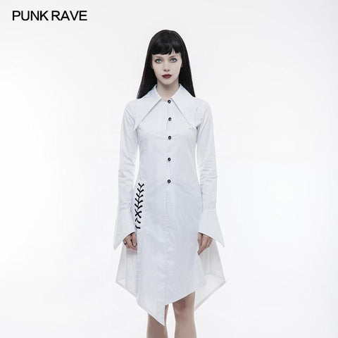 Figuring Style Gothic Shirt Long Blouse With Bat Wing Collar