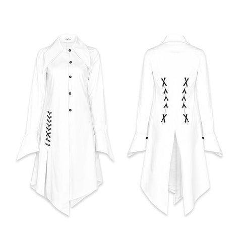 Figuring Style Gothic Shirt Long Blouse With Bat Wing Collar
