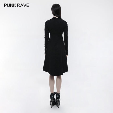 Personality Punk Dress With Hollow Out And Zipper Design