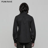 Uniform Long Sleeve Gothic Shirt With Pleated Decoration
