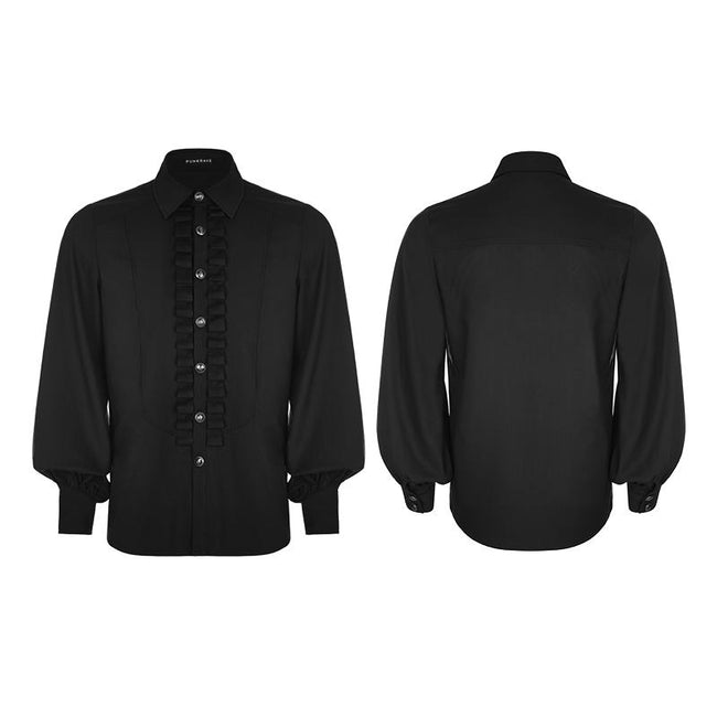 Uniform Long Sleeve Gothic Shirt With Pleated Decoration