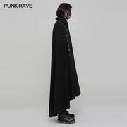 Handsome Long Irregular Uniform Gothic Cloak With Sleeve Slit On Front