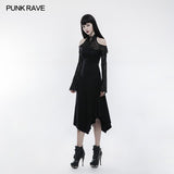 Dark Lace Spliced Sexy Off Shoulder Gothic Dress