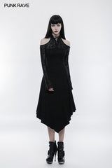 Dark Lace Spliced Sexy Off Shoulder Gothic Dress