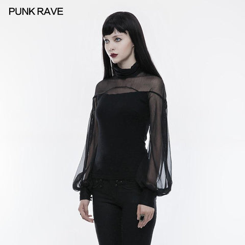 Perspective Lantern Sleeve Gothic T-shirt For Women