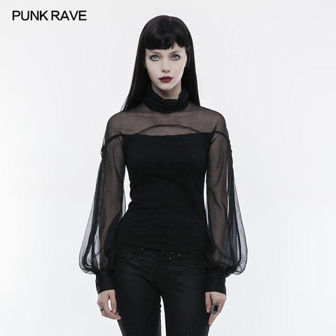 Perspective Lantern Sleeve Gothic T-shirt For Women