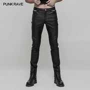 Simple All-match Trousers Elastic Leather Punk Pants