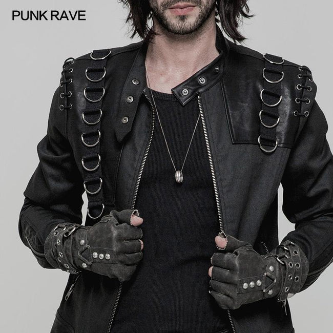 Super Cool Steampunk Leather Gloves Men Punk Accessory