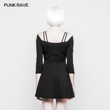 Sexy Slim Fit Strapless Black Gothic Dress For Women