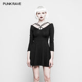 Sexy Slim Fit Strapless Black Gothic Dress For Women