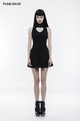 Sweet Hollow Out Heart Shape Slimming Gothic Dress With Strap Design