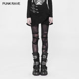 Irregular Elastic Lotus Leaf Hem Short Punk Skirt For Women