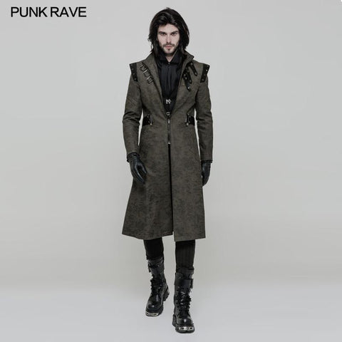 Personality Printing Leather Spliced Punk Coat For Men &amp; Women