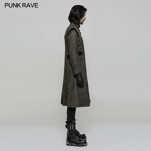 Personality Printing Leather Spliced Punk Coat For Men &amp; Women