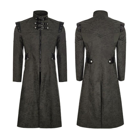Personality Printing Leather Spliced Punk Coat For Men &amp; Women