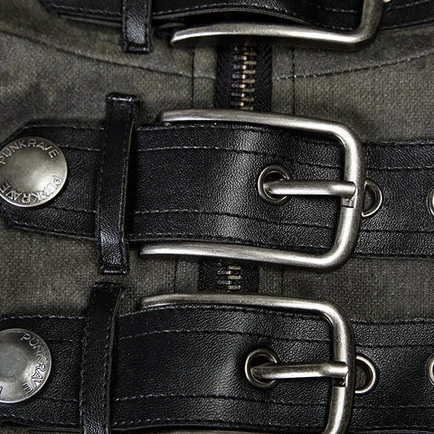 Personality Printing Leather Spliced Punk Coat For Men &amp; Women