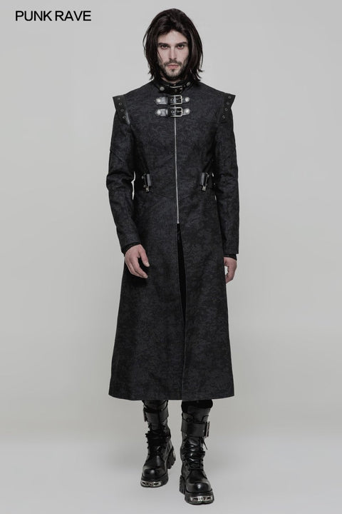 Personality Printing Leather Spliced Punk Coat For Men &amp; Women