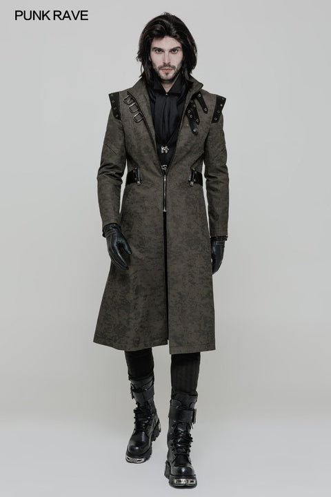 Personality Printing Leather Spliced Punk Coat For Men &amp; Women