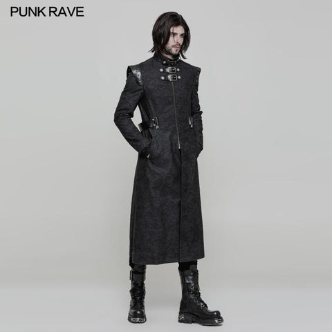 Personality Printing Leather Spliced Punk Coat For Men &amp; Women