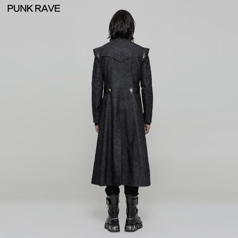 Personality Printing Leather Spliced Punk Coat For Men &amp; Women