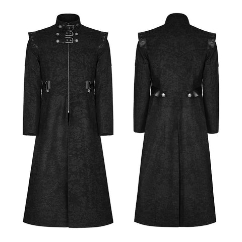Personality Printing Leather Spliced Punk Coat For Men &amp; Women