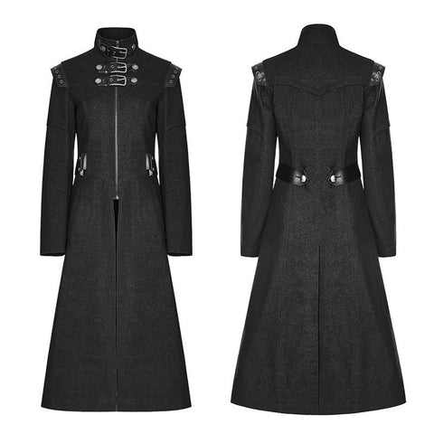 Personality Printing Leather Spliced Punk Coat For Men &amp; Women