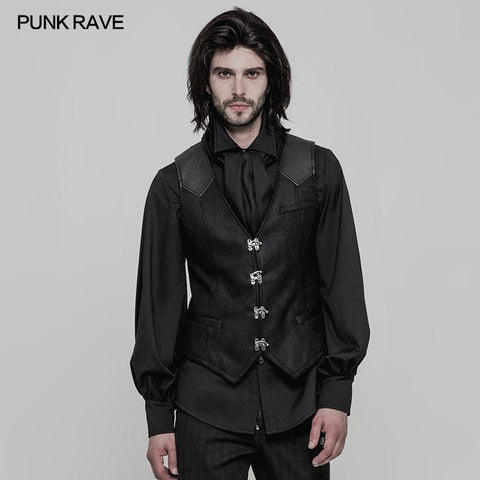 Steampunk Heavy Twilled Woven Breasted Waistcoat For Men