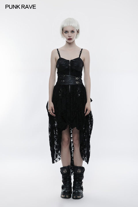 Steampunk Adjustable Four-Button Design Lace Dress For Women