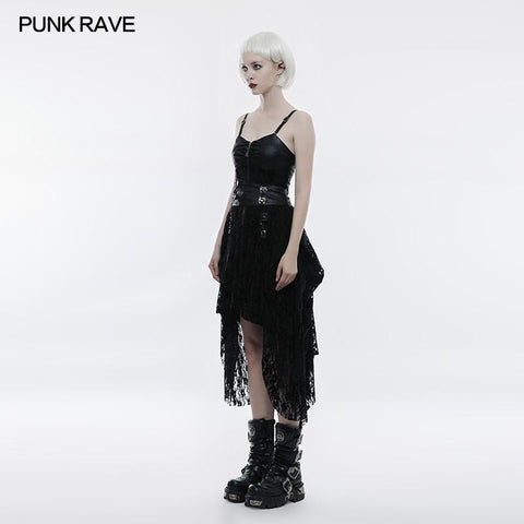 Steampunk Adjustable Four-Button Design Lace Dress For Women
