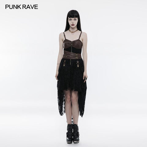 Steampunk Adjustable Four-Button Design Lace Dress For Women