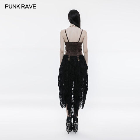Steampunk Adjustable Four-Button Design Lace Dress For Women