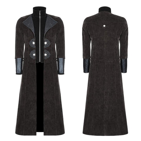 Detachable Gentleman Style Velvet Leather Splice Punk Jacket