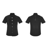 Personality Metal Buckle Design Punk Shirt For Men
