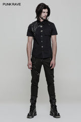 Personality Metal Buckle Design Punk Shirt For Men