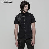 Personality Metal Buckle Design Punk Shirt For Men
