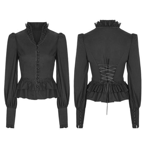 Gothic Cotton Woven Slim Fit Shirt For Women