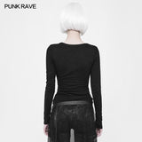 Punk Front Corn Wear Rope T-shirt For Women