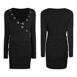 Sexy Deep V Punk Dress With Simplicity Corns And Pins Decoration