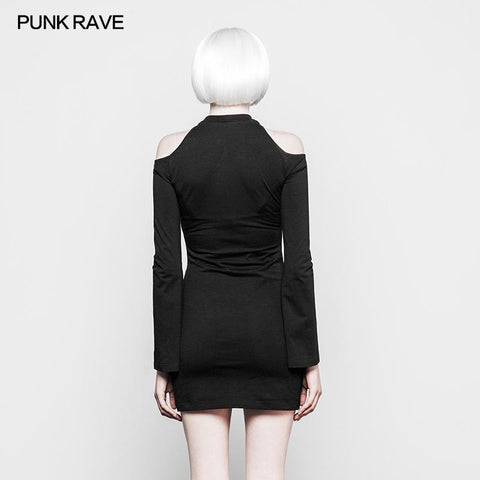 Mystery Hollow Out Moon Pattern Strapless Gothic Dress