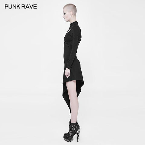 Asymmetrical Black Harness Design Knit Punk Dress