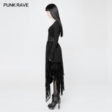 Punk Decadent Asymmetric Knitted Witch Dress With Lace