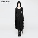 Punk Decadent Asymmetric Knitted Witch Dress With Lace