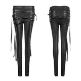 Skinny Thin Strapped Punk Pants Leather Leggings With Loops