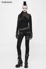 Steampunk Embossed Leather Collar And Shoulder Harness Accessories For Women
