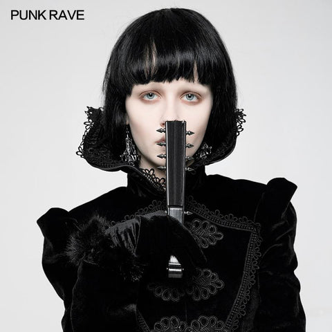 Black Rivet Handheld Fold Fan Punk Accessories