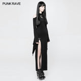 Women's Gothic Diablo Slit Dress With Hollow-Out Moon Pattern