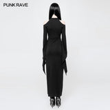 Women's Gothic Diablo Slit Dress With Hollow-Out Moon Pattern